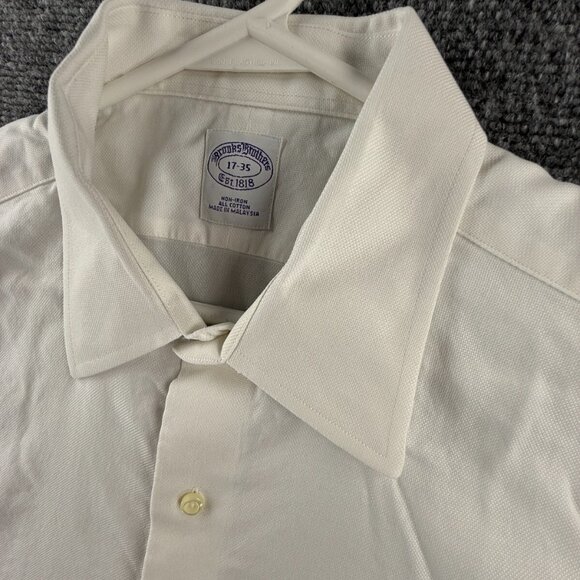 Brooks Brothers Non-Iron White 17 35 Cotton Regular Mens Button Up Shirt Adult - Picture 8 of 16